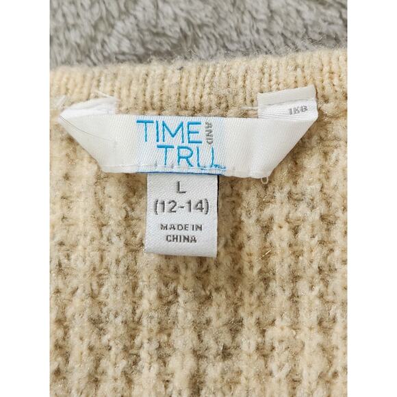 Time & Tru Oatmeal Long Oversized Boxy Cardigan Size Large - Picture 13 of 13